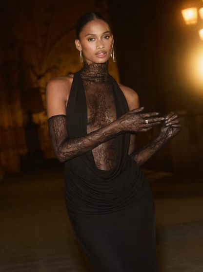 Fabbiyah - Turtleneck pleated dress